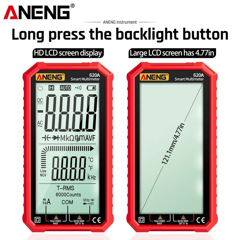 ANENG – testeur de Transistor multimètre intelligent numérique 620A, 6000 points True RMS, capacité électrique automatique, résistance à la température