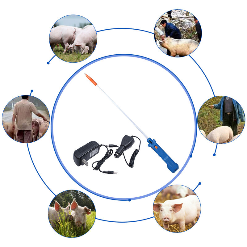 Palo eléctrico para ganado, dispositivo de 30000MAh, resistente al agua, con luz LED, para Vaca, cerdo y cabras, longitud de 86cm