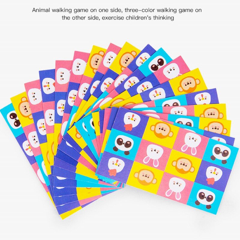 ألعاب تعليمية للأطفال لعبة منطق حيوانات بأربعة ألوان 0.3 تنوير خشبي على الوجهين تعليم الأطفال لعبة غير رسمية
