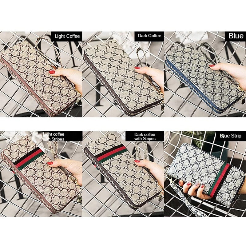 W nowym stylu luksusowa marka moda damska portfel kobiet długi Retro wielofunkcyjny portfel klasyczna torebka dla kobiety torebka na telefon komórkowy