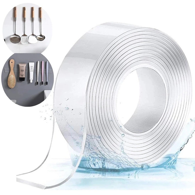 両面透明防水粘着テープ,家庭用再利用可能,両面,1m/3m/5m