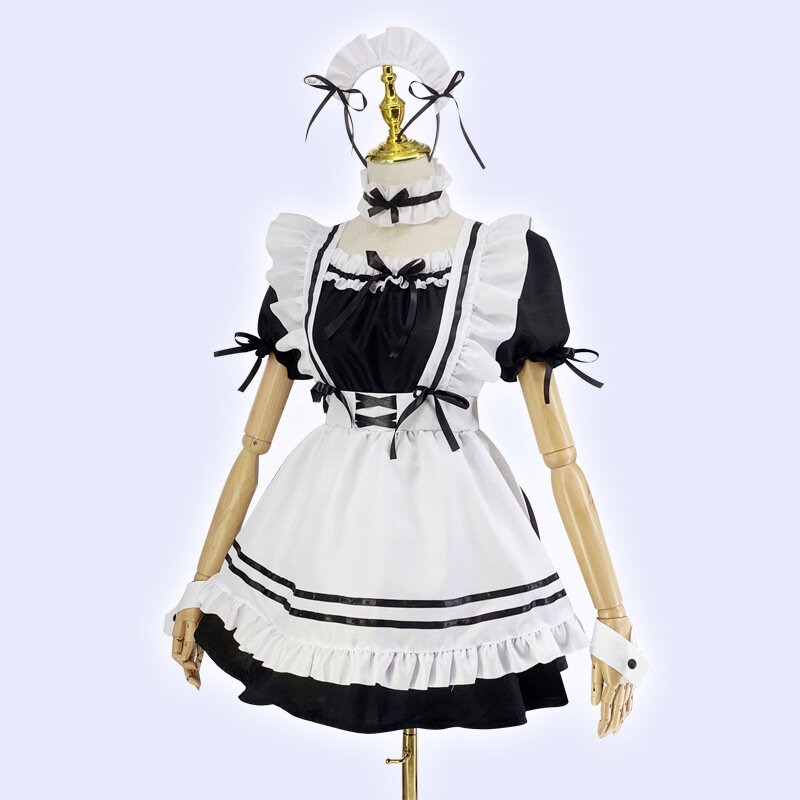 Disfraz de Lolita Waitres para mujer, traje de sirvienta en blanco y negro, Bonito traje de Anime japonés, vestido de fiesta de noc, novedad
