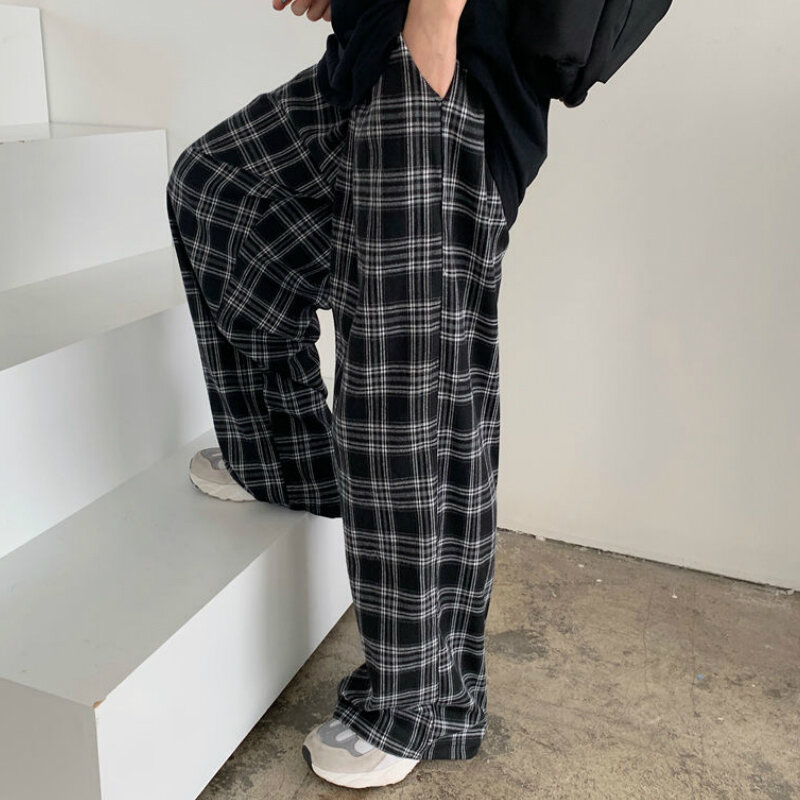 Pantaloni scozzesi donna Casual Chic Oversize 3XL pantaloni larghi allentati Ins Retro adolescenti Harajuku Hip-hop All-match Unisex Streetwear