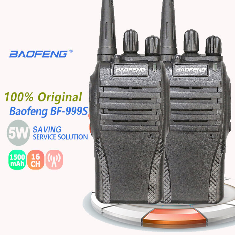 2個baofeng BF-999Sトランシーバー5ワット1500mah uhf 400-470/400-520mhz baofeng 888s ricetrasmittentiアマチュア無線のhfトランシーバラジオamateu