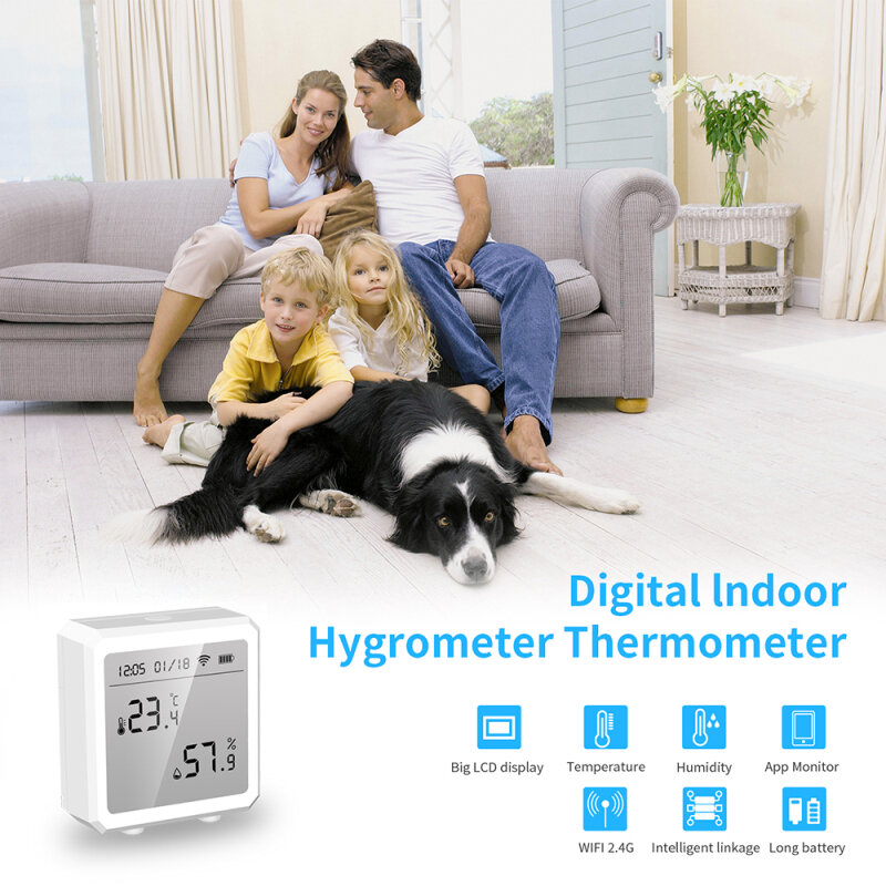 Tuya-屋内湿度センサー,温度計,スマートライフ,Alexa,Googleリモコンと互換性があります