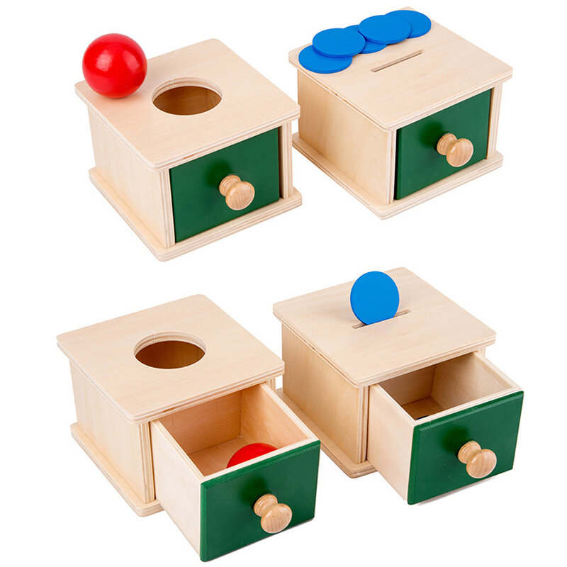 Wooden Toys Early Education Puzzle Toys Coin Drawer Game Jigsaw Training Brain Drawer Learning Box Teaching Aids