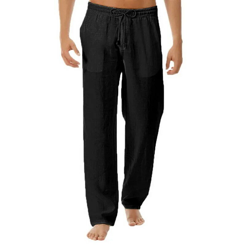 Clássico verão calças masculinas casuais estilo fino cor sólida cintura elástica reta solta calças confortáveis plus size 3xl