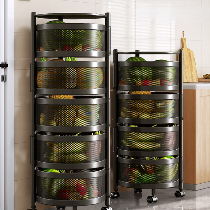 Cozinha vegetal estante piso rolamento carrinho de armazenamento carrinho de rolamento armazenamento-armário-multifuncional rack de armazenamento rotativo