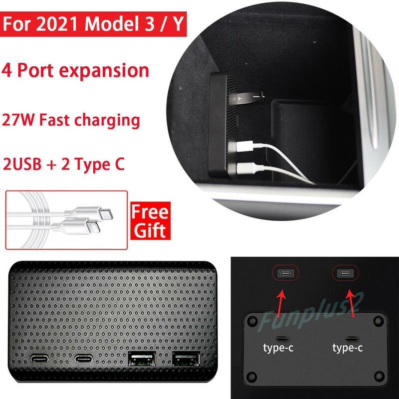 Per 2021 Tesla Model3 / Y HUB Tesla modello Y accessori USB Splitter Hub Docking Station Speed Max Hub Extender Charger