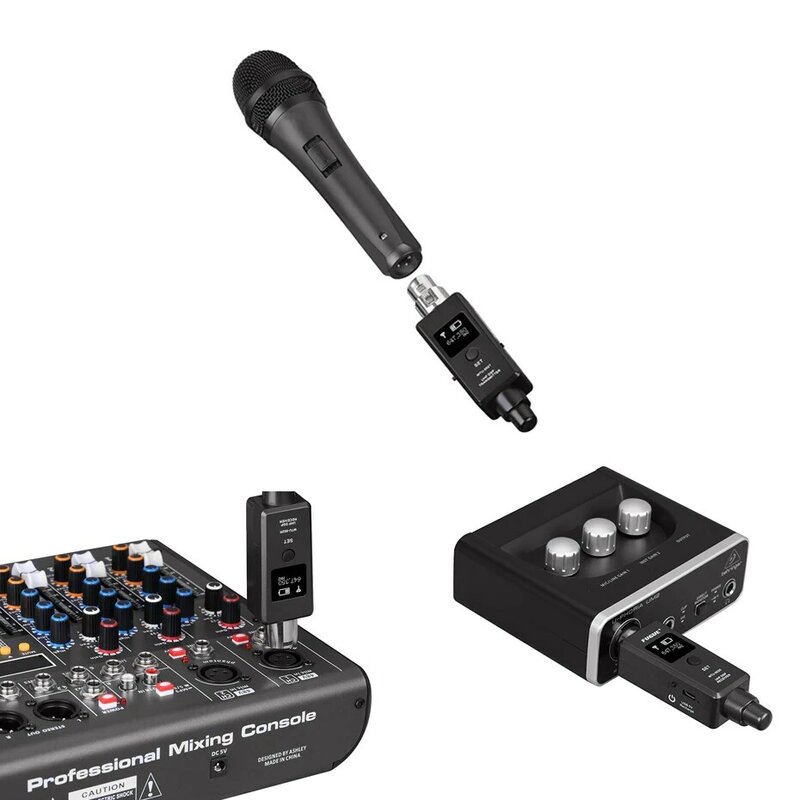 ALIEN UHF mikrofon bezprzewodowy System nadajnik-odbiornik połączenie XLR wbudowany akumulator na mikrofon dynamiczny