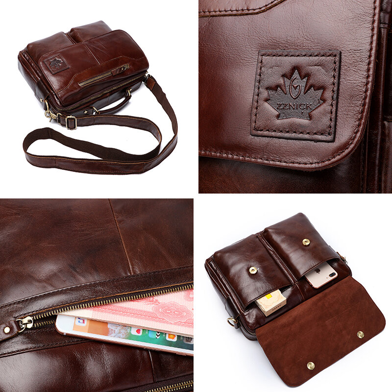 Men's genuine leather bag office bags for men  leather laptop bag Briefcase Shoulder handbag Luxury Handbag office bags ZZNICK