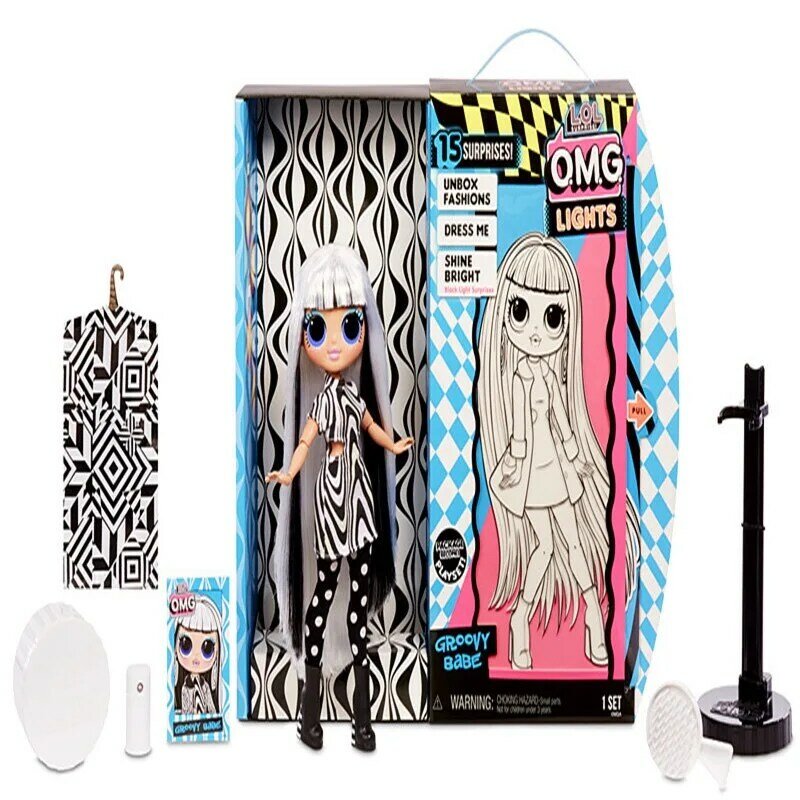 100% original lol surprise doll big sister omg lights neon long hair dress up doll set gift box girl toy for Christmas gift