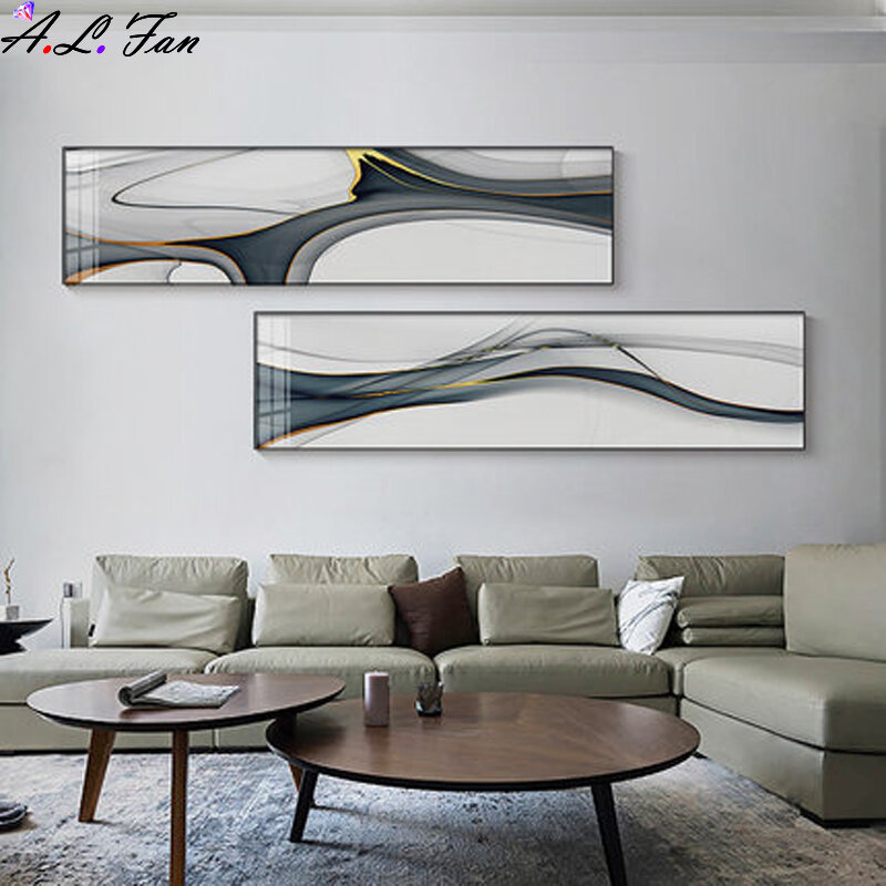 Luxury abstract ribbon canvas painting posters and prints nordic wall art pictures for living room bedroom modern home decor