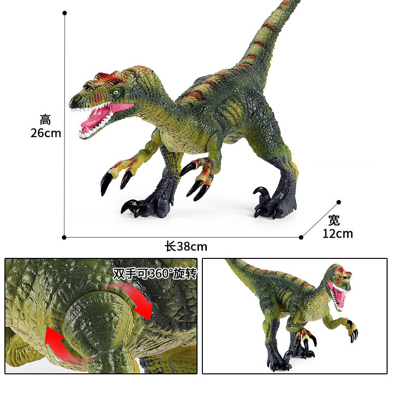Poupée de Jurassic tyrannosaure Velociraptor, modèle Animal du monde, en caoutchouc souple, Collection de jouets pour enfants, cadeau