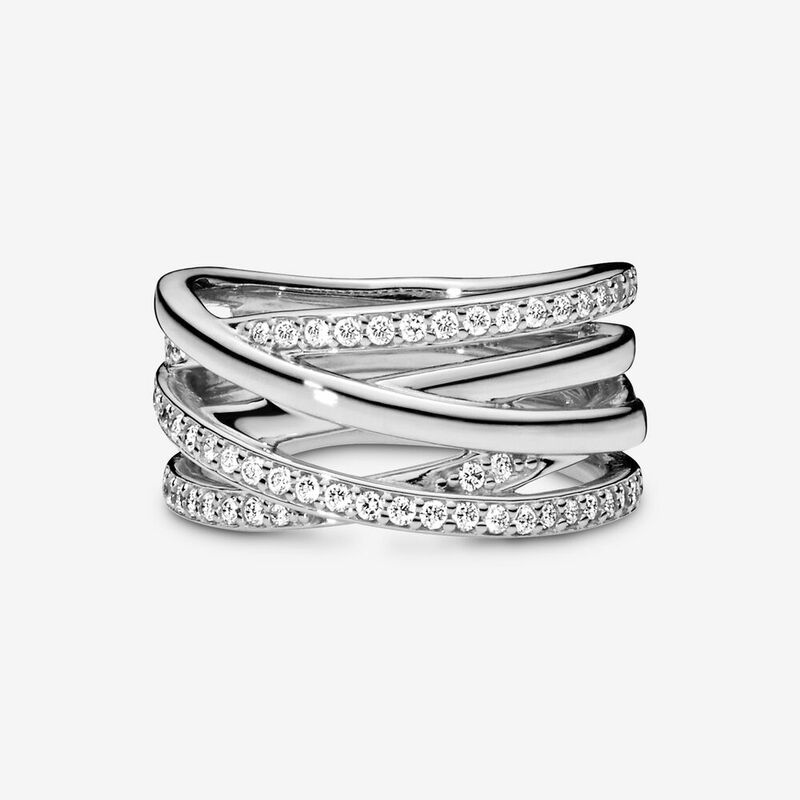 2021 Nieuwe 100% 925 Sterling Zilveren Ring Fonkelende & Gepolijst Lijnen Ringen Voor Vrouwen Engagement Anniversary Diy Sieraden