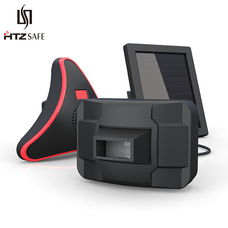 Htzsafe-ワイヤレス屋外モーションセンサー,800メートルの太陽光発電アラーム,耐耐候性,セキュリティ警報システム