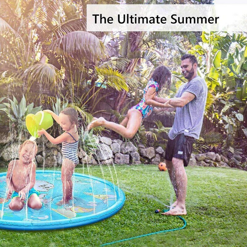 170cm Splash Pad zraszacz wody Mat dla dzieci lato na świeże powietrze zabawki dla dzieci basen pcv zagraj dla dzieci w wieku 1-12 lat maluchy