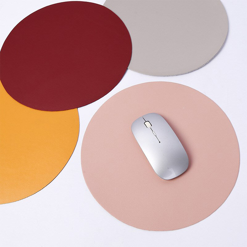 Mousepads da forma redonda de couro impermeável do plutônio da almofada do rato do jogo do escritório da esteira de mesa para o computador portátil