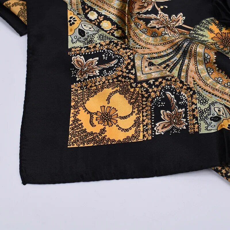 Lenço quadrado de seda feminino, lenço quadrado de 90*90cm para cabelo no pescoço, bolsa com faixa de cabelo urdida, moda macia, lenço hijab, foulard feminino, 2021