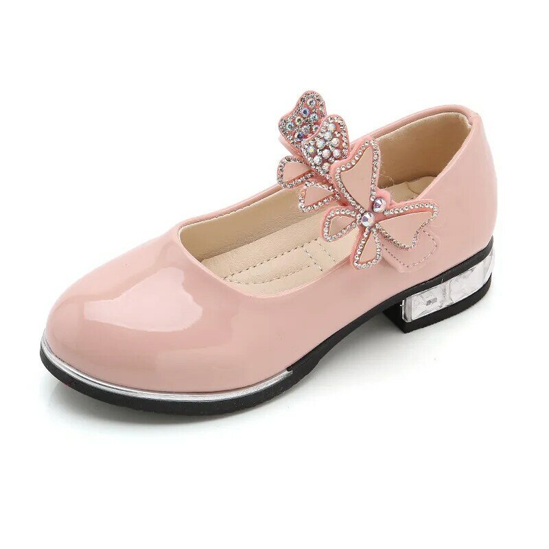 2021 wiosenne dziewczęce buty białe buty ślubne ślubne buty księżniczki motyl Mary Janes Kids Big Girl niskie obcasy buty imprezowe 1-13y