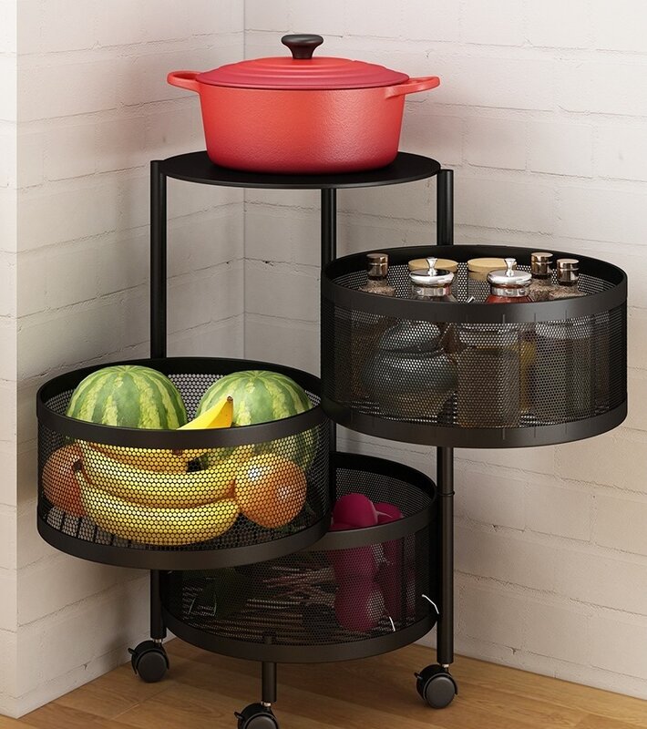 Cesta de armazenamento de cozinha multifuncional, suporte para frutas e vegetais, com gaveta e tampa, caixa organizadora, durável