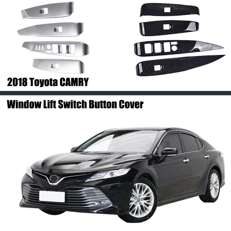 Untuk Toyota CAMRY 2018 2019 2020 2021 4 Buah Aksesori Potongan Penutup Dekorasi Panel Sakelar Pengangkat Jendela Sandaran Tangan Pintu Interior Mobil