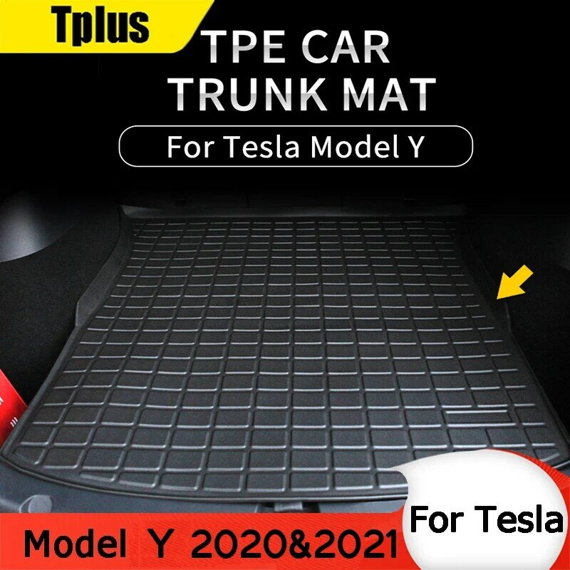 Автомобильные передние и задние коврики для хранения багажа Tesla Model Y 2020-2021 из ТПЭ, водонепроницаемые, пыленепроницаемые защитные коврики, ак...
