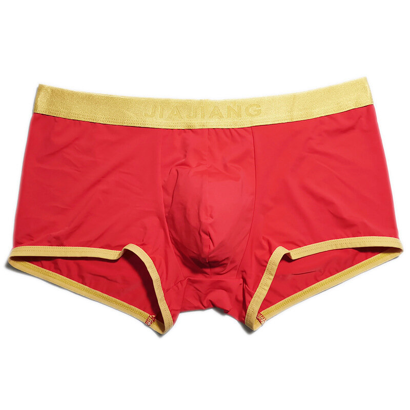 Gelo de seda sexy men dourado banda cintura boxer macio grandes bolas bolsa saco respirável quente calcinha erótica