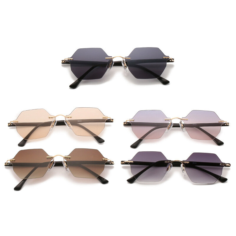 Gafas de sol poligonales de Uvlaik sin marco de las gafasmujer 