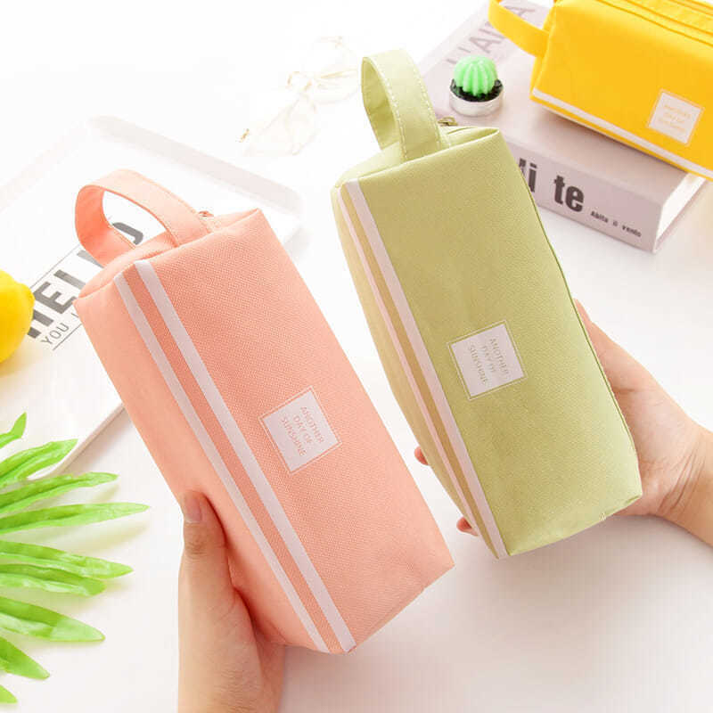 Double-layer Oxford cloth large-capacity pencil case portable zipper portable stationery bag for primary school students