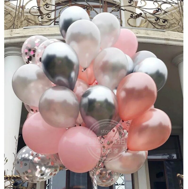 Balões de ouro rosa conjunto de confetes cromo metálico balão festa de aniversário decoração de casamento adulto crianças bolas de ar hélio globals