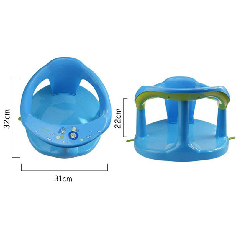 Baby Bath Seat Suction Chair Anti-Slip Round Edge Safe Arm Back Rest Easy Install Removal Bathtub Chair