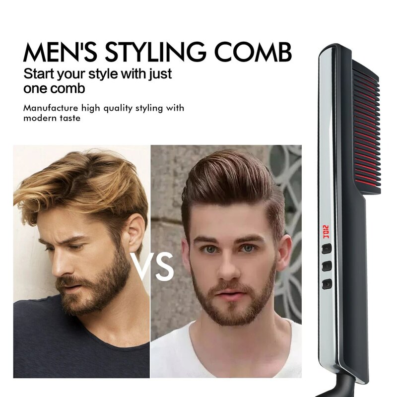 2021 Multifunctonal Men Beard หวีผมแปรงผม Curling Iron Straightening หวี Quick Hair Styler