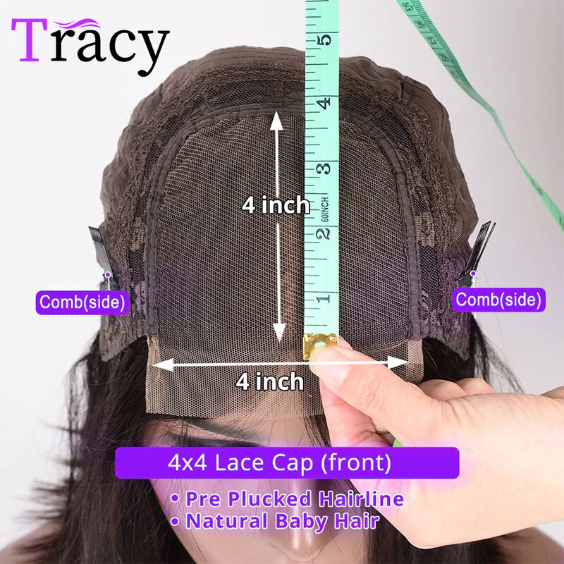 Perruque Lace Frontal wig naturelle Remy, cheveux humains, Body Wave, pre-plucked, 10A, 4x4, 28 pouces, pour femmes