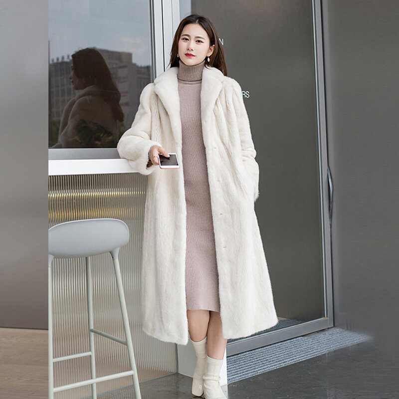 Abrigo de piel de visón de imitación para mujer, abrigo largo hasta la rodilla, holgado, grueso, cálido, de talla grande, de felpa
