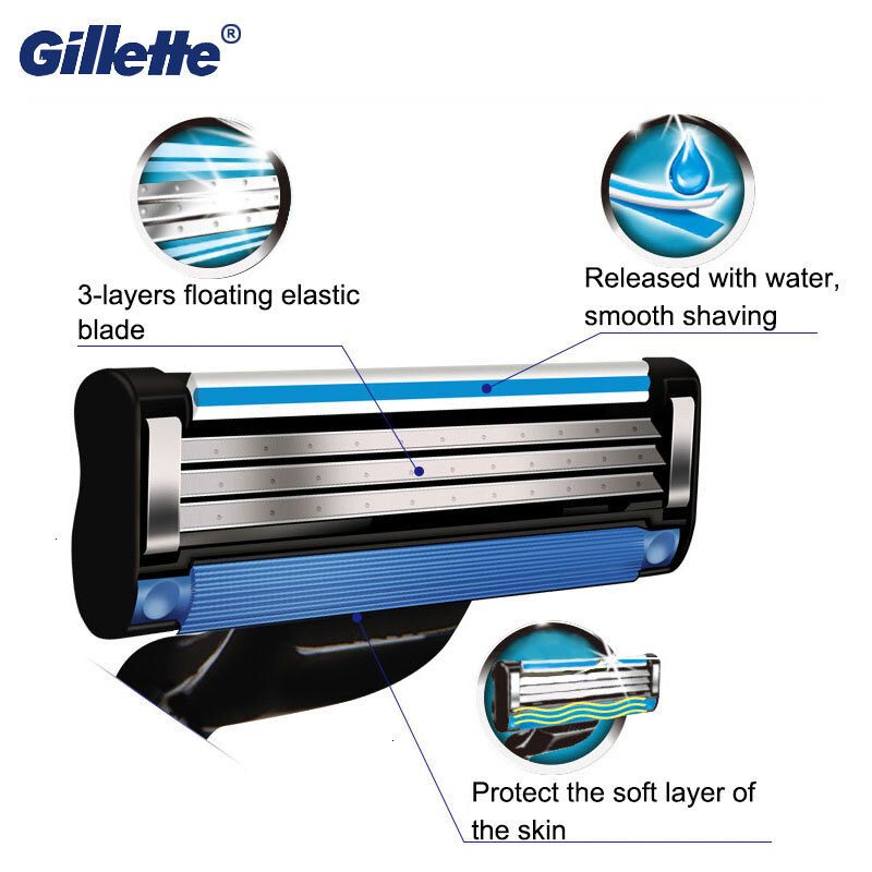 Бритвенный станок Gillette Mach 3, прямой бритвенный чехол для лица Бритва для мужчин, бритвенные кассеты для бритья бороды, инструменты с лезвиям...
