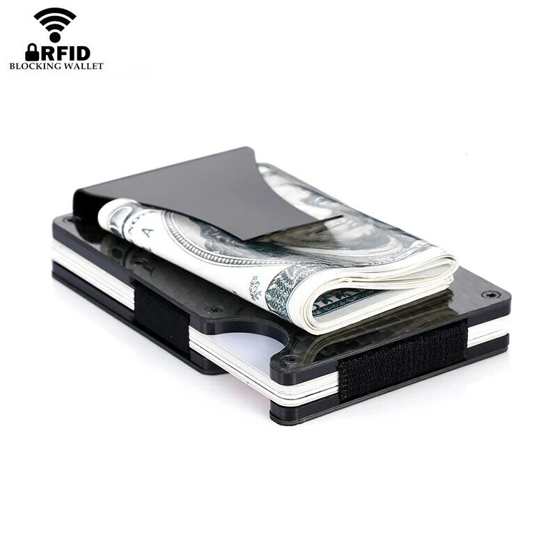 2021 nova moda de fibra de carbono titular do cartão de crédito rfid não-scan metal carteira bolsa masculina mini sacos de dinheiro
