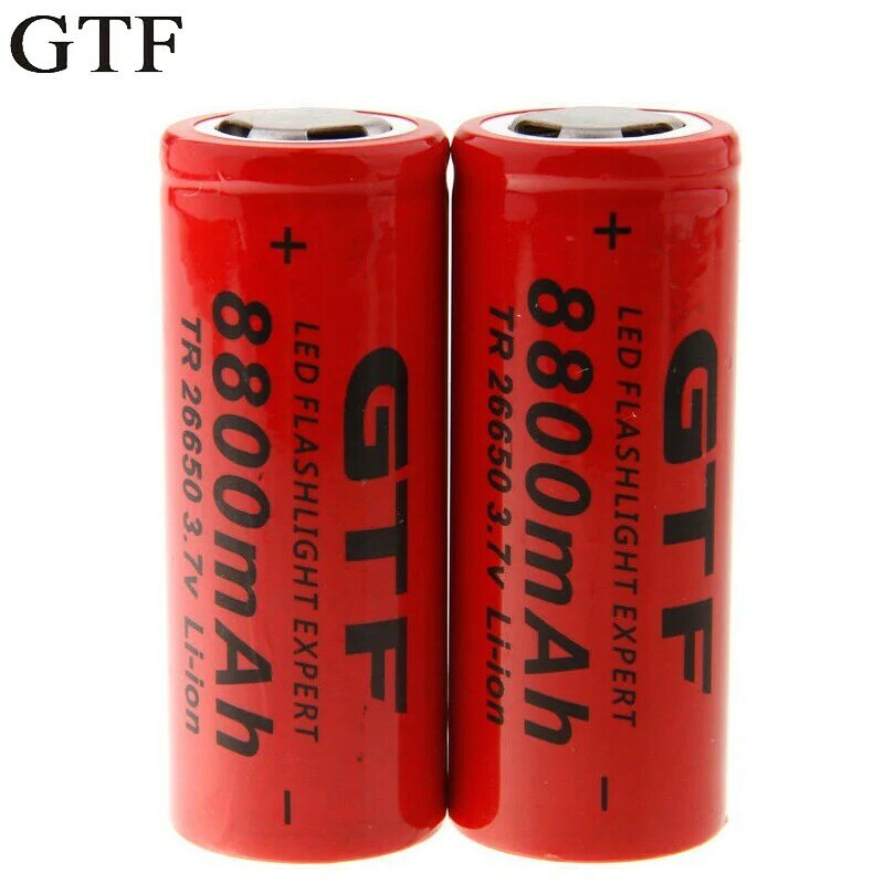 Gtf 3.7v 26650 bateria de lítio 8800mah power light 3.7v bateria de íon de lítio para lanterna elétrica