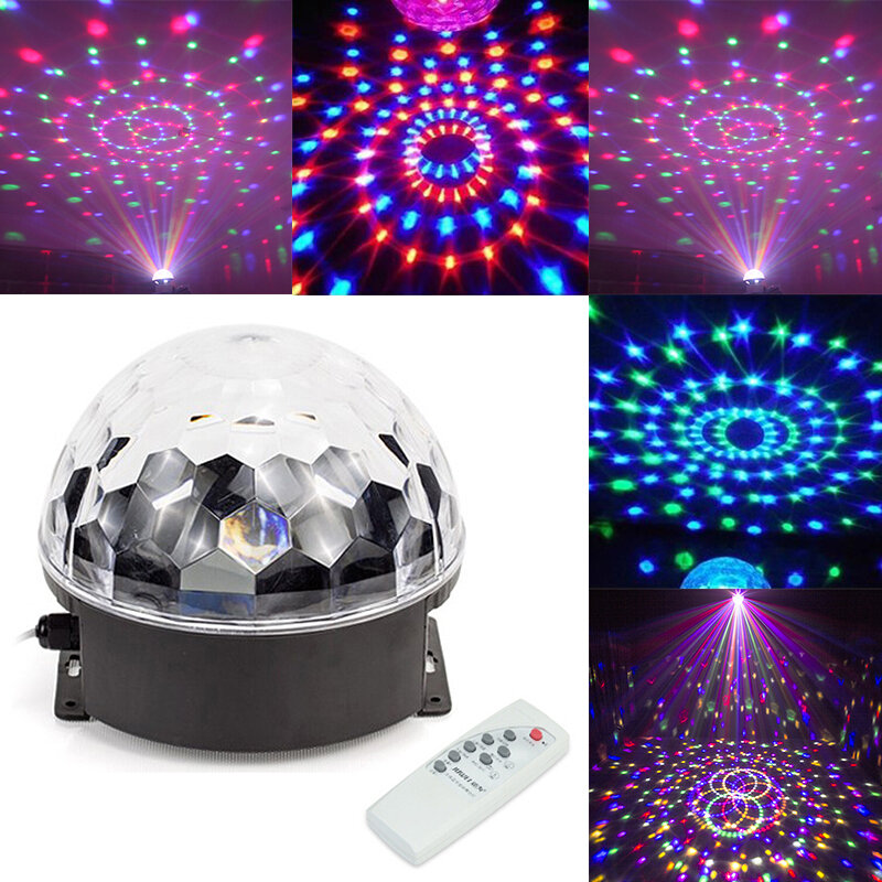Controle por voz bluetooth mp3 player, bola mágica de cristal controle remoto 6 cores digital rgb bola de discoteca luzes luz de palco