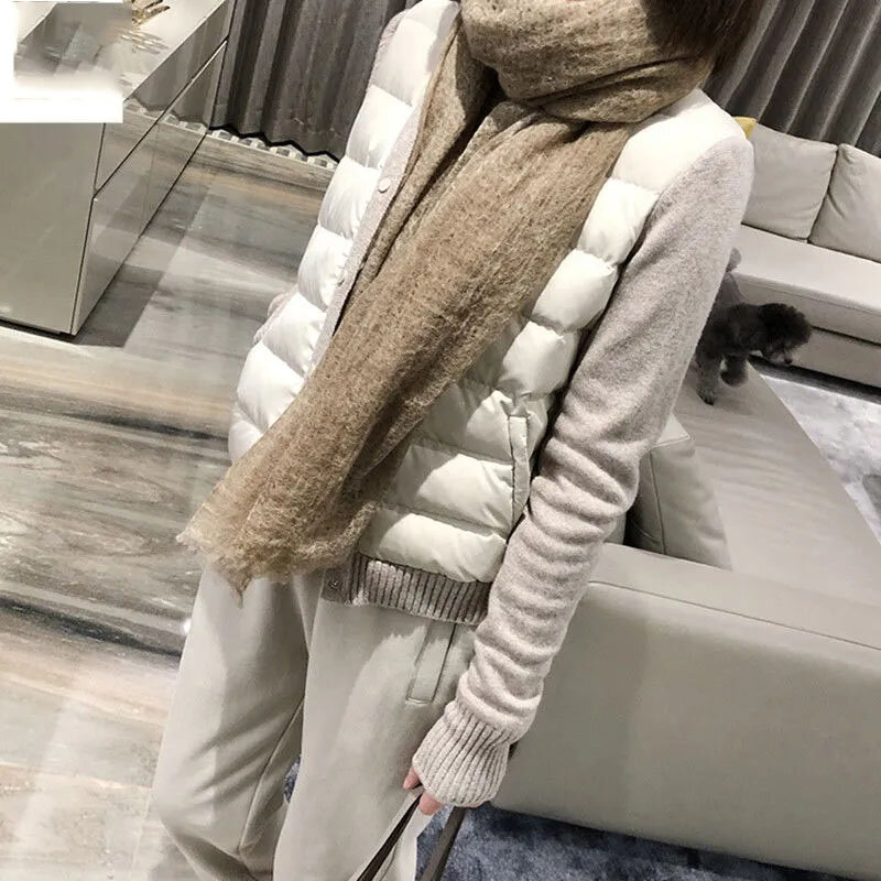 Chaqueta acolchada de algodón de punto para mujer, Parka elegante ajustada con cuello en V, moda de otoño e invierno, 2023