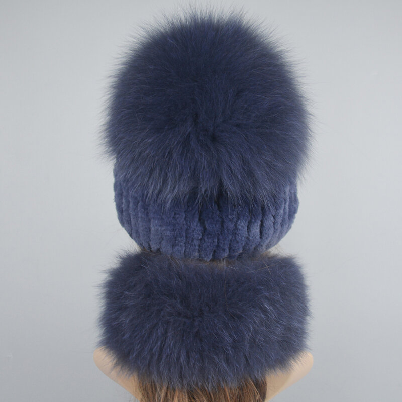 Gorąca sprzedaż zima odkryty marka kobiety prawdziwe futro królika Rex szalik kapelusz ciepłe prawdziwe futro z lisa czapka pierścień szal lis naturalny chusty futrzane kapelusze