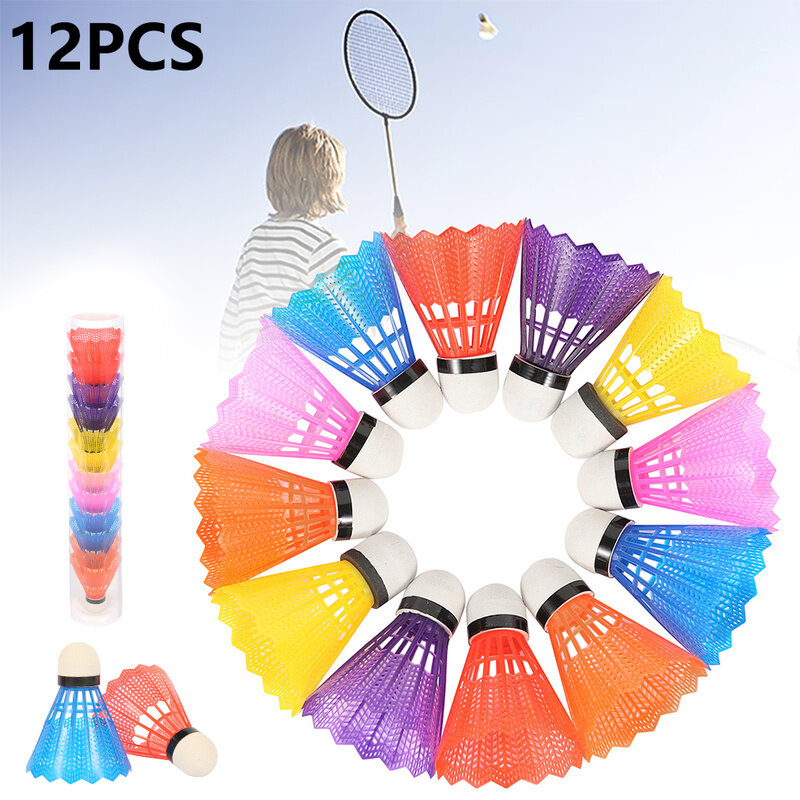 12 шт. разноцветные Бадминтонные мячи, портативные пластиковые воланы для бадминтона, прочные бадминтоновые мячи для тренировок в помещении