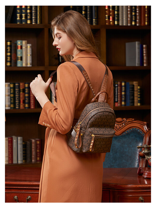Mkj 2021 novo estilo preppy sólida mulher kawaii mochila simples lychee padrão senhoras saco de viagem estudante escola mochilas