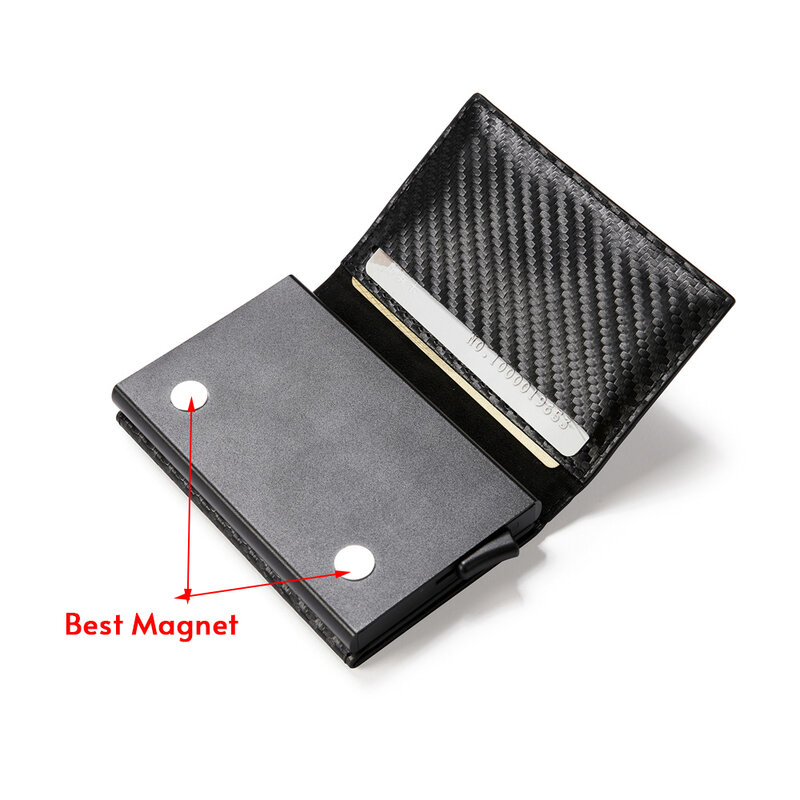 Airtag-cartera de cuero magnética para hombre, tarjetero de aluminio, antirrobo, Rfid, con nombre personalizado