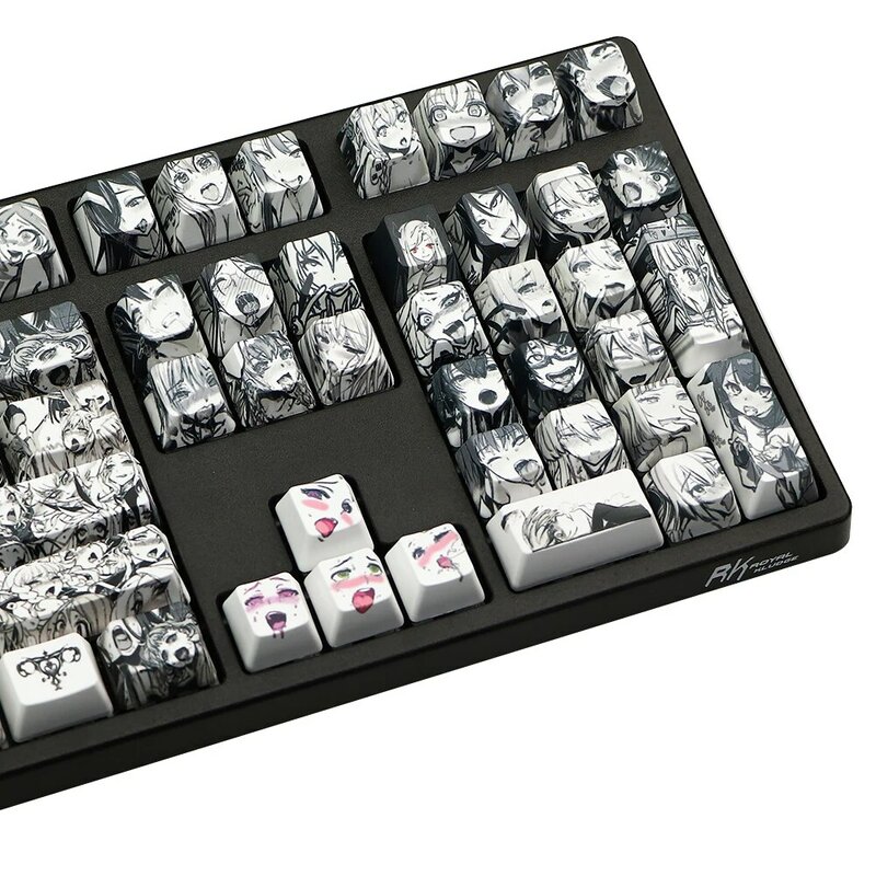 130 chaves ahegao keycap corante teclado mecânico anime japonês keycap pbt sublimação oem altura para cereja gateron kailh switch