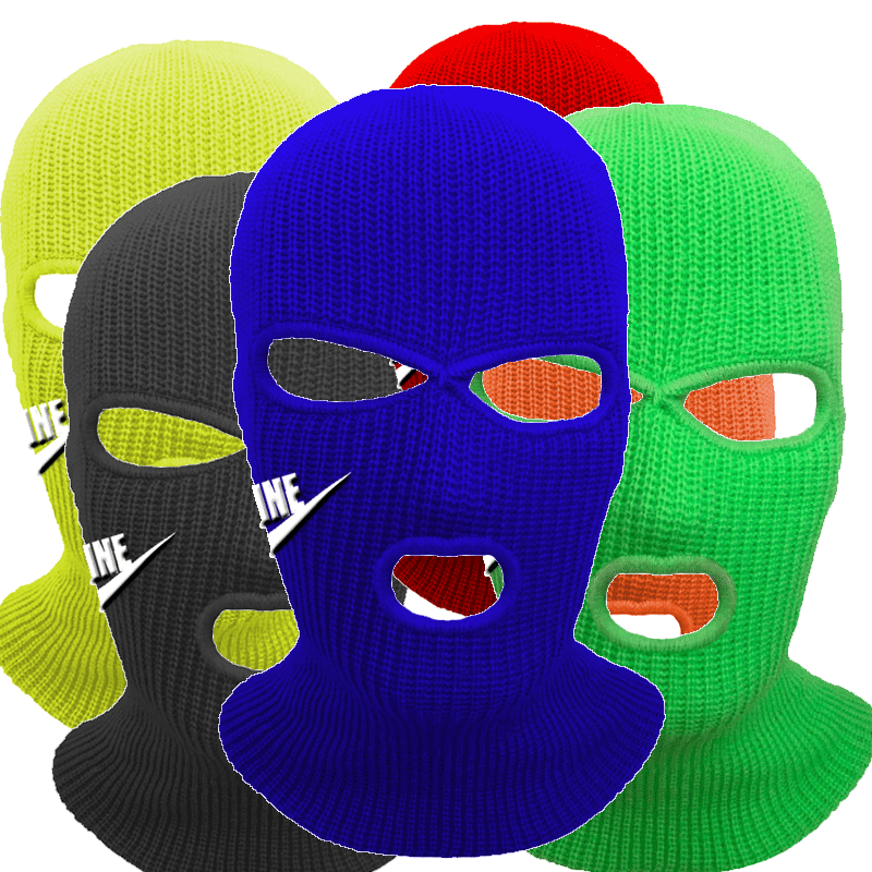 Máscara de cobertura de la cara completa con estampado de letras, pasamontañas de 3 agujeros, gorro de invierno tejido, esquí, ciclismo, gorro, bufanda, mascarilla facial cálida