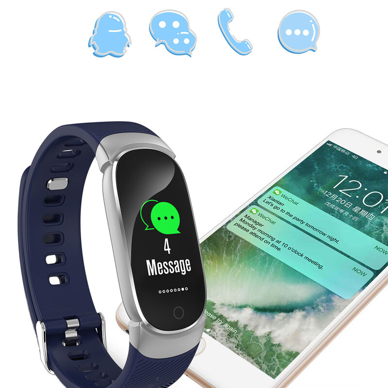 Nieuwe Sport Waterdicht Smart Horloge Vrouwen Smart Armband Band Bluetooth Hartslagmeter Fitness Tracker Smartwatch