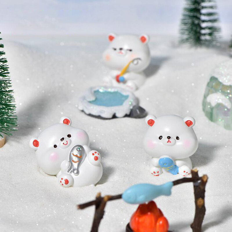 Minicabezal Polar Bear serie, Paisaje de nieve en miniatura, accesorios pequeños, decoración de regalo DIY