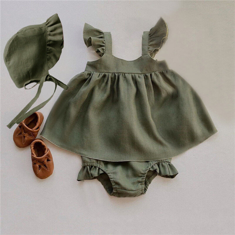 Ubranka dla dzieci dziewczynka sukienka Bloomer dla 0-2Y lato bawełna organiczna dziewczynka noworodek ubrania dla dzieci dziewczynka odzież dla dzieci ubrania dla dziewczynki