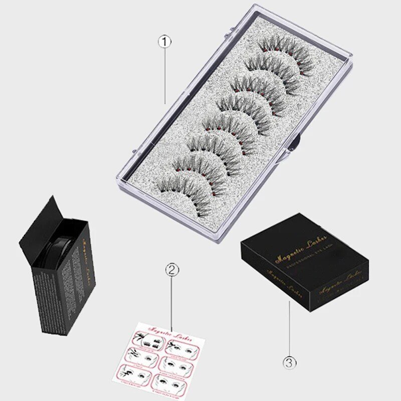 MBA-Ensemble de faux-cils magnétiques longs en vison 3D, 5 pièces, fibres optiques naturelles, nouveauté